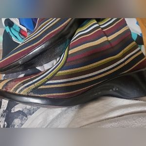 San Miguel Womens Slip On Multi Colors Stripes Toe Block Heel Slip 9 Bootie